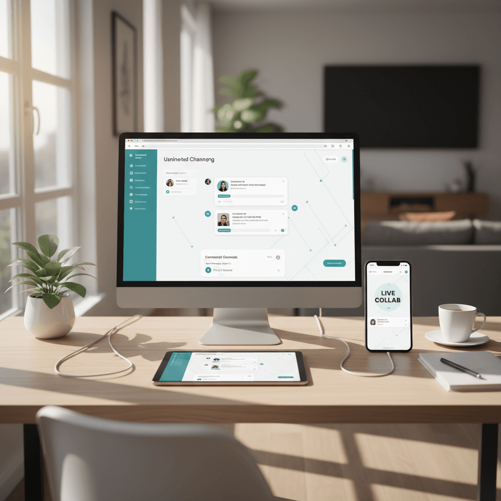 Multiple devices showing integrated communication channels