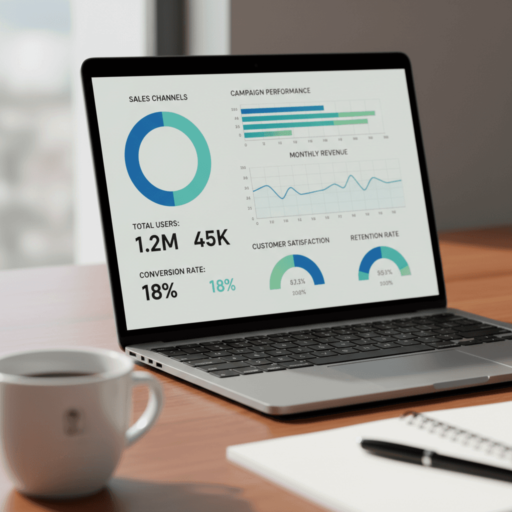 CRM platform dashboard with data visualizations