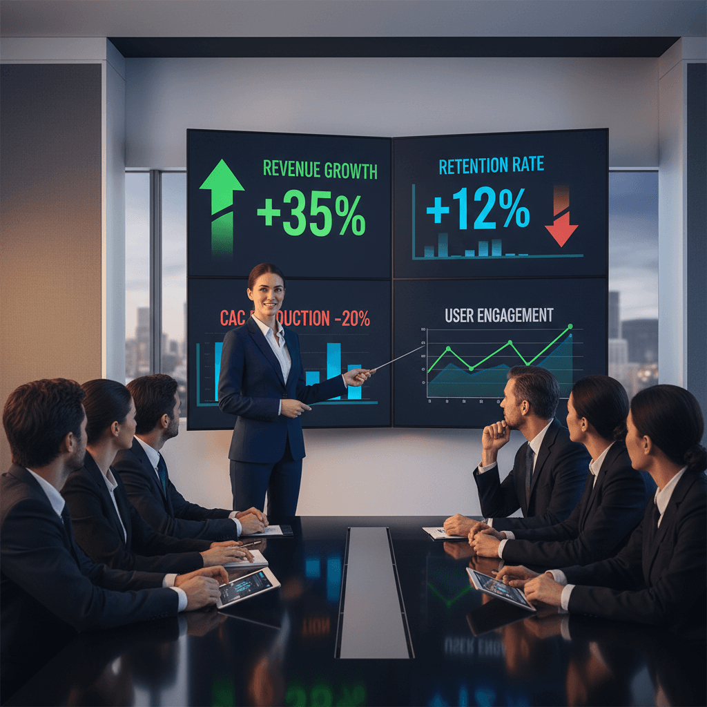 Revenue analytics and retention metrics dashboard